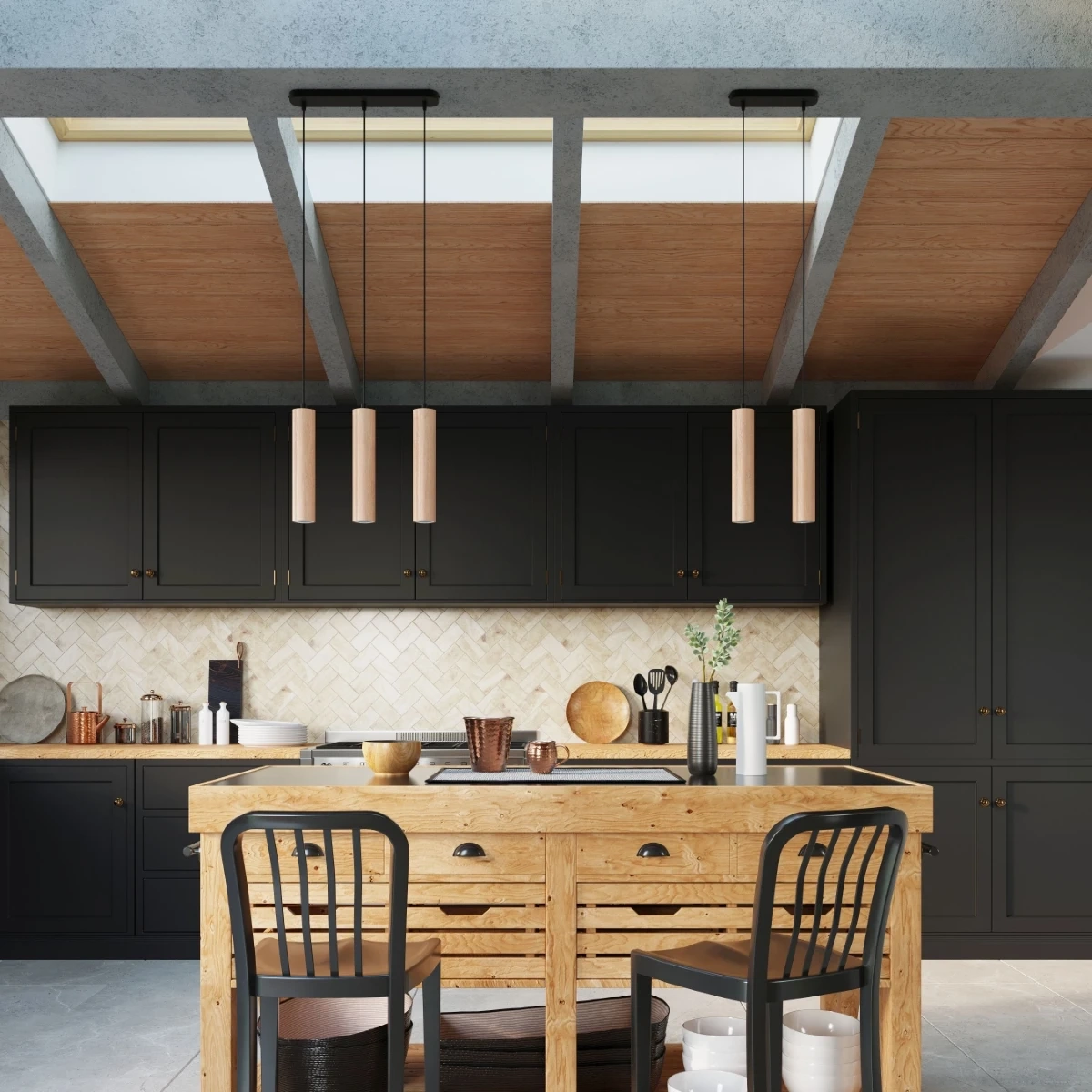 LINO 3P taklampa i naturligt trä