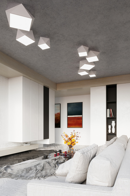 Plafond HEXA 25 WHITE + 1x LED-lampa E27 3000K varm 7,5W 620lm