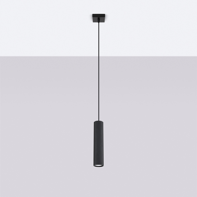 Pendellampa KARBON 1 svart + 1x LED-lampa GU-10 4000K Cold 7W 530lm