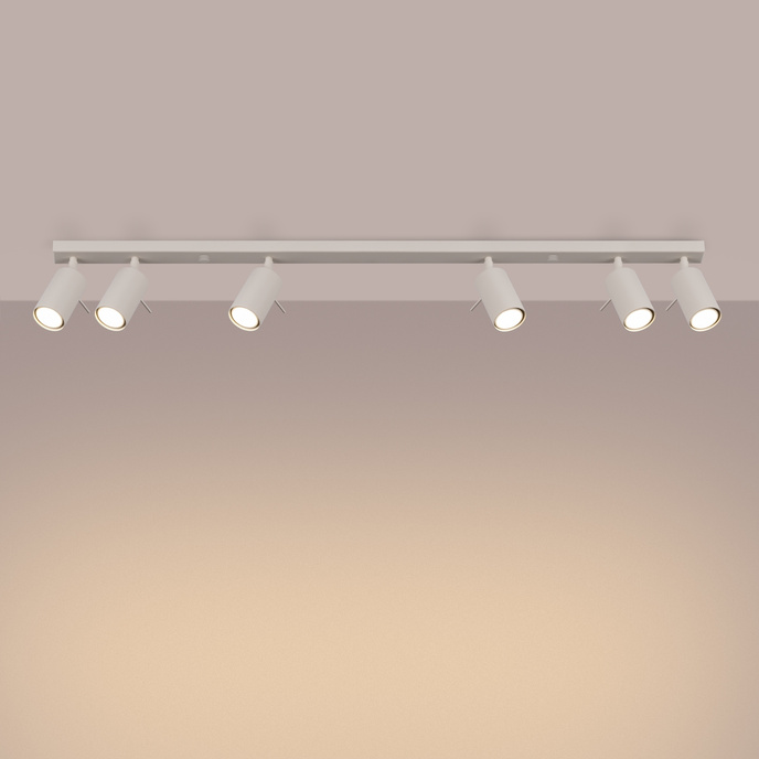 Plafond RING 6L beige + 6x LED-lampa GU-10 3000K varm 7W 510lm