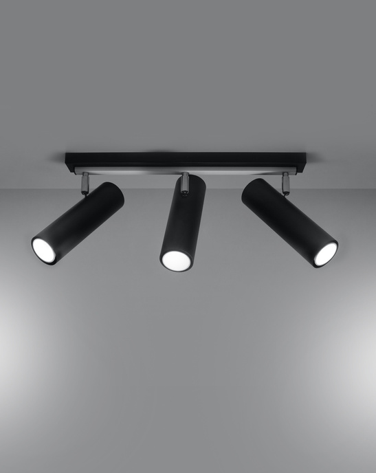Plafond DIREZIONE 3 svart + 3x LED-lampa GU-10 3000K varm 7W 620lm