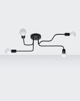 Ljuskrona VECTOR 4 svart + 4x LED-lampa E27 4000K Kall 7,5W 650lm