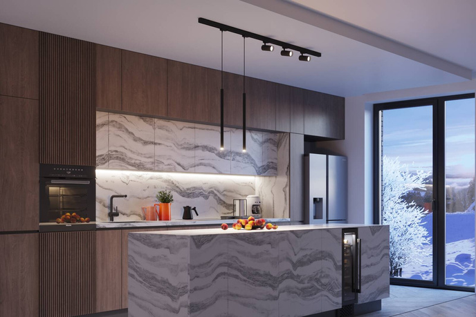 Tak-/hänglampa, 5 spots, 3-fas strömskenesystem, ISA 36W LED 3000K