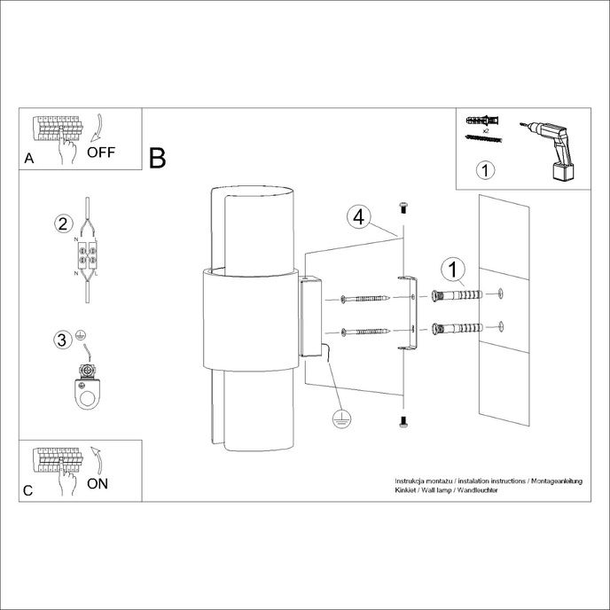 Vägglampa FLASH 2 vit + 2x LED-glödlampa E27 4000K kall 7,5W 690lm
