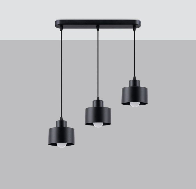 SAVAR 3 pendellampor svart + 3x LED-lampa E27 4000K Cold 7,5W 690lm