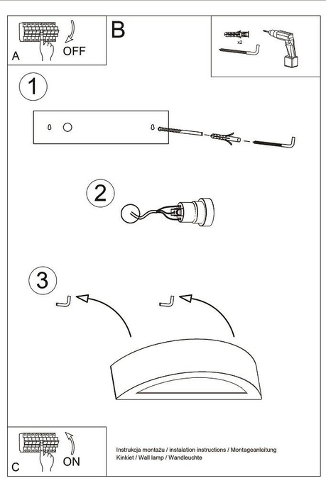 Keramisk vägglampa ATENA svart + 1x LED-lampa E27 4000K Cold 7,5W 650lm