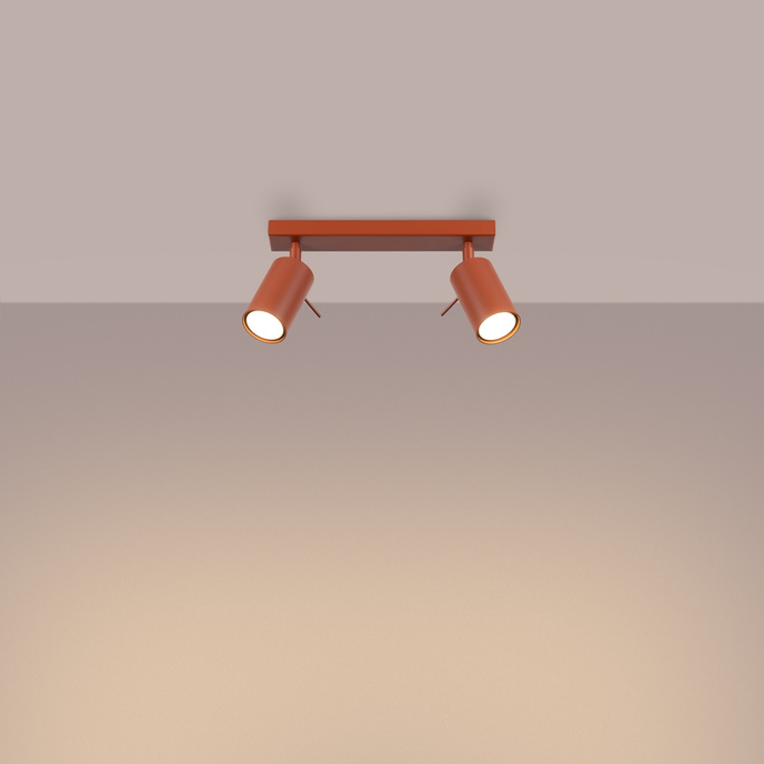 Plafond RING 2 ockraröd + 2x LED-lampa GU-10 3000K varm 7W 510lm