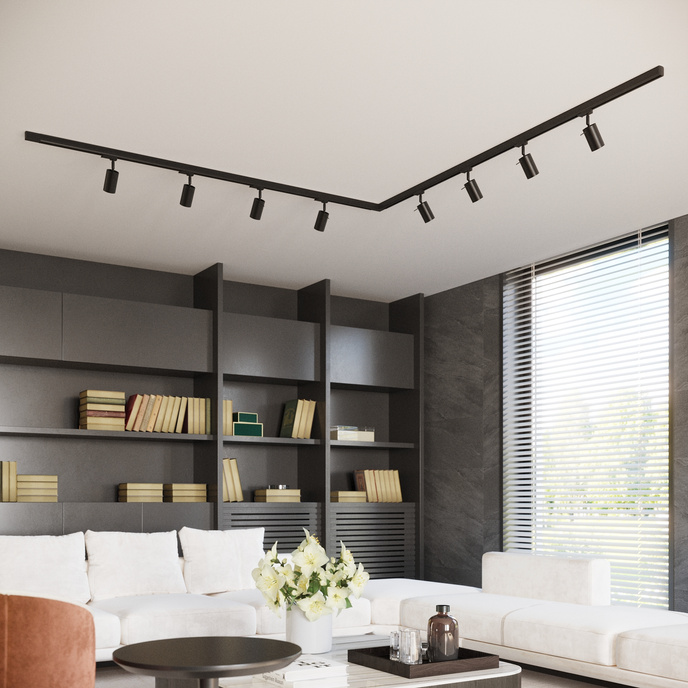 Taklampa, 4 spotlights, 3-fas strömskenesystem, RING