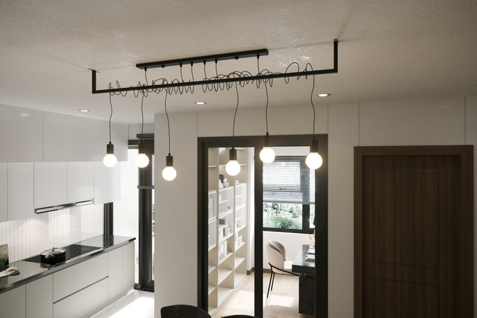 Ljuskrona SALAMANCA 6 svart + 6x LED-lampa E27 3000K varm 7,5W 620lm