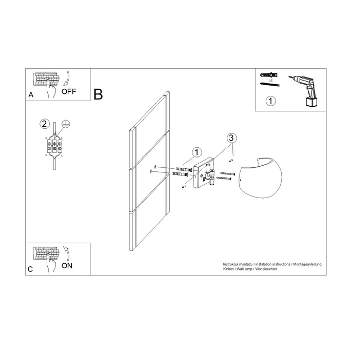 Vägglampa GLOBE betong + 2x LED-lampa G9 4000K Kall 4,5W 460lm