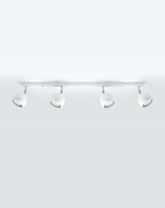 Plafond OCULARE 4L vit + 4x LED-lampa GU-10 3000K varm 7W 620lm