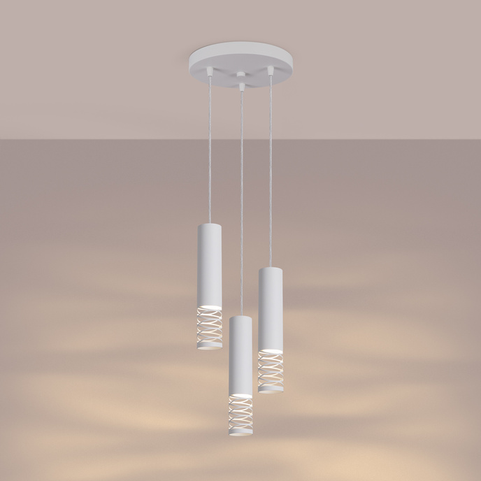 LAMI 3P taklampa vit + 3X LED-lampa GU-10 3000K varm 7W 510lm