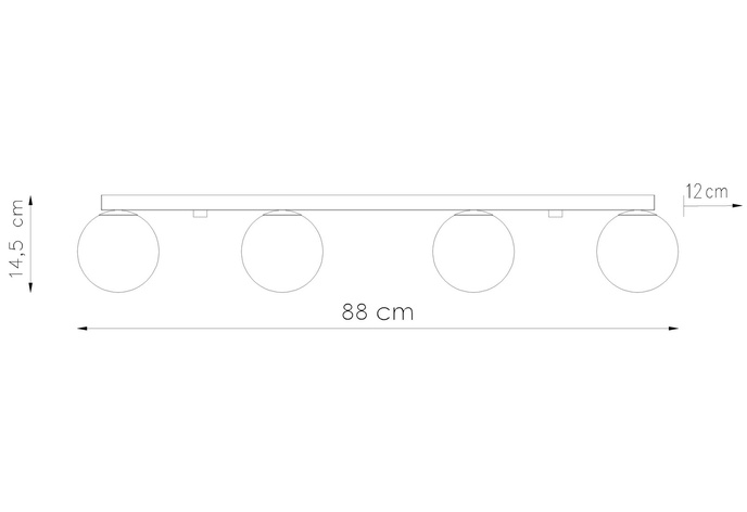 Plafond YOLI 4 vit + 4x LED-lampa G9 3000K varm 4,5W 450lm