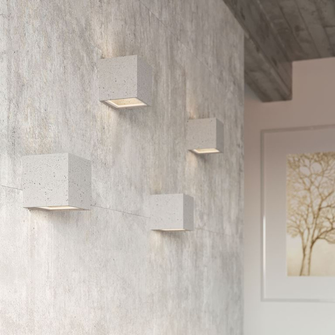 Vägglampa LEO betong + 1x LED-lampa E27 3000K varm 7,5W 620lm