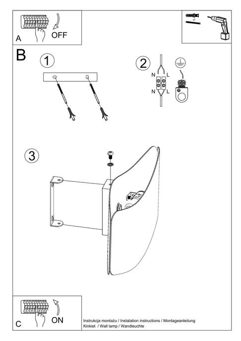 Vägglampa TILA 30 svart + 1x LED-glödlampa G9 3000K varm 4,5W 510lm