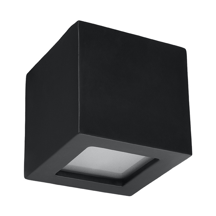 Keramisk vägglampa LEO svart + 1x LED-lampa E27 4000K Cold 7,5W 650lm