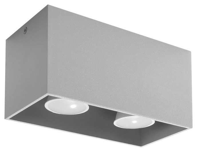 Plafond QUAD MAXI grå + 2x LED-lampa GU-10 4000K kall 7W 630lm