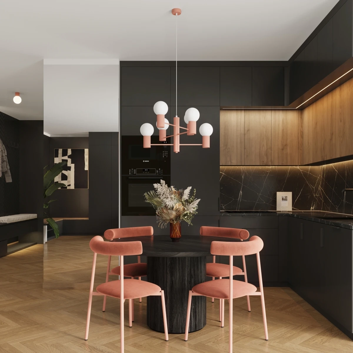 Ljuskrona HALO 6 persika