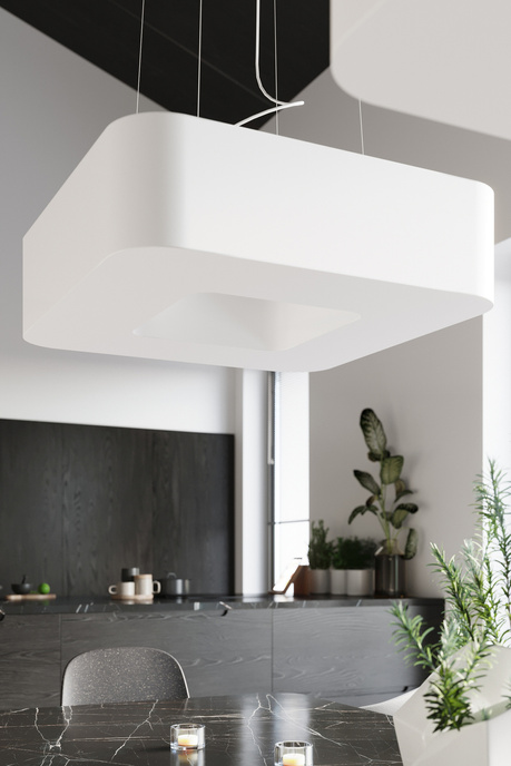 URANO 60 ljuskrona vit + 8x LED-lampa E27 4000K Kall 7,5W 650lm