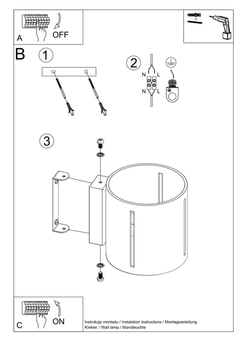 Vägglampa INEZ grå + 1x LED-lampa G9 4000K kall 4,5W 530lm
