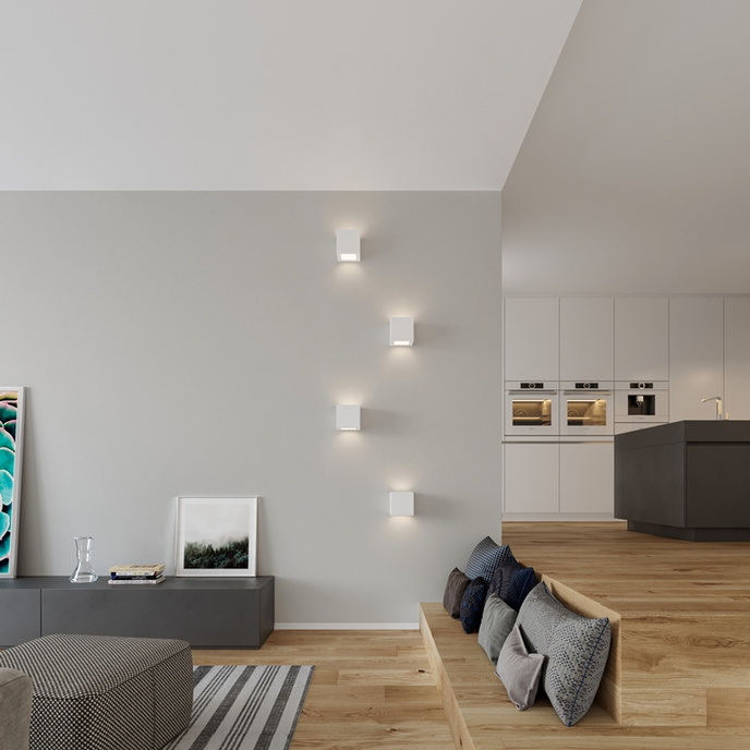 Keramisk vägglampa LEO vit + 1x LED-lampa E27 4000K Kall 7,5W 650lm