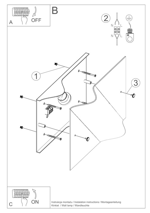 Vägglampa BUBBLE + 1x LED-lampa E27 3000K varm 7,5W 620lm