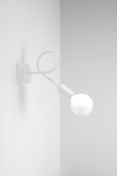 Vägglampa SUPEŁ vit + 1x LED-glödlampa E27 4000K kall 7,5W 650lm