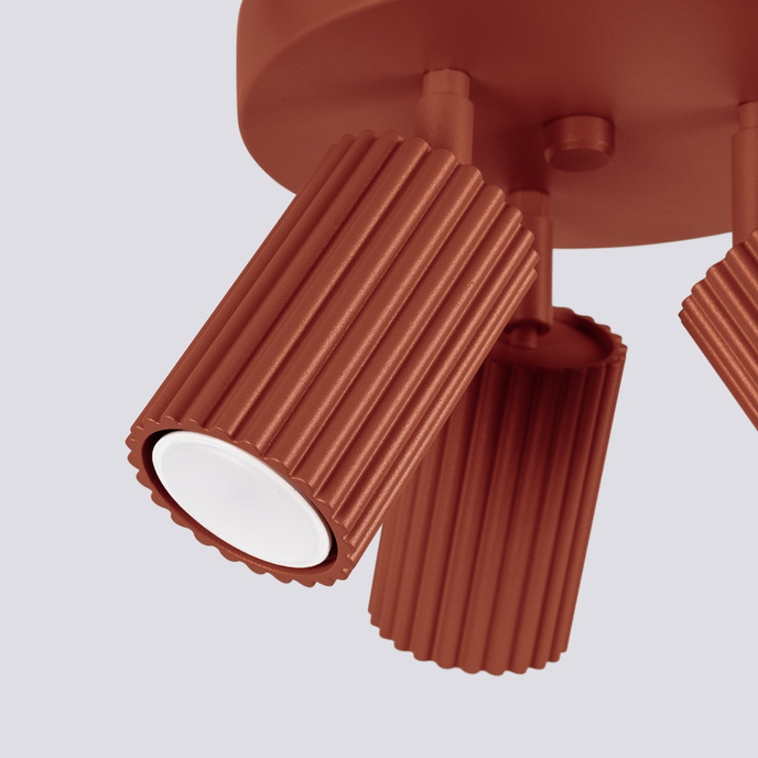 Plafond KARBON 3P ockraröd + 3x LED-lampa GU-10 3000K varm 7W 510lm