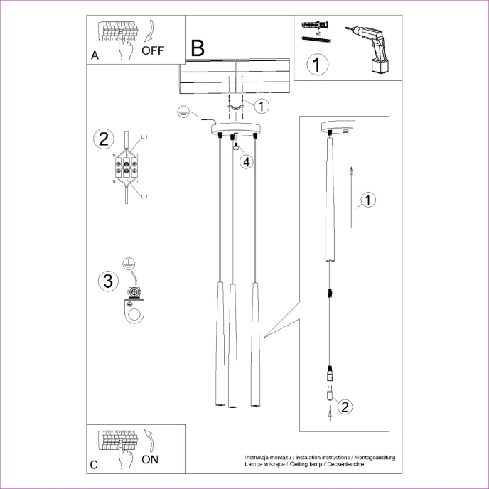 Pedantlampa BLISS 3P svart
