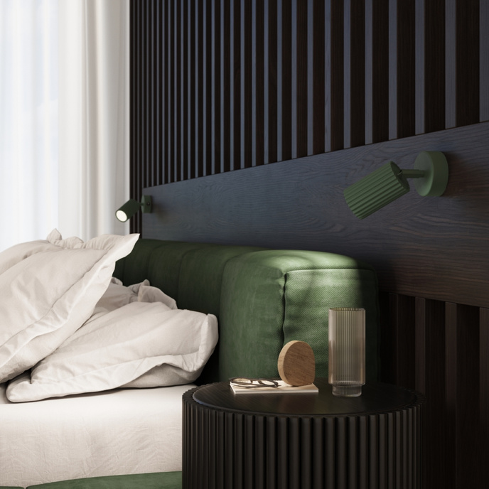 Plafond KARBON 30 olivgrön + 1x LED-lampa GU-10 4000K Kall 7W 530lm