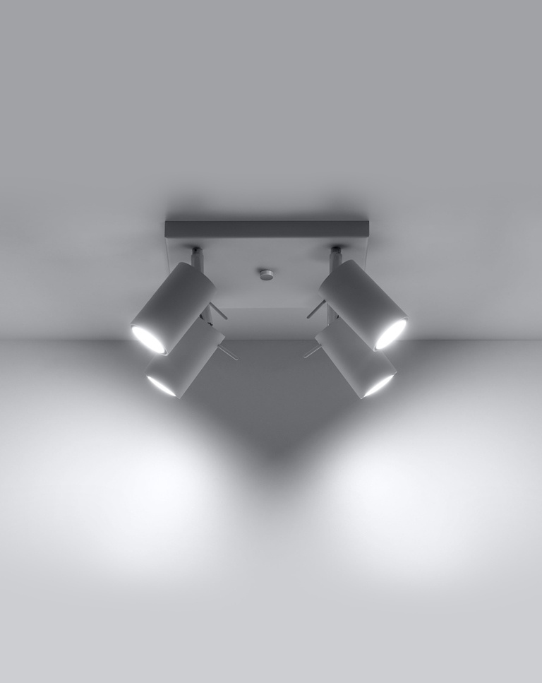Plafond RING 4 vit + 4x LED-lampa GU-10 3000K varm 7W 620lm