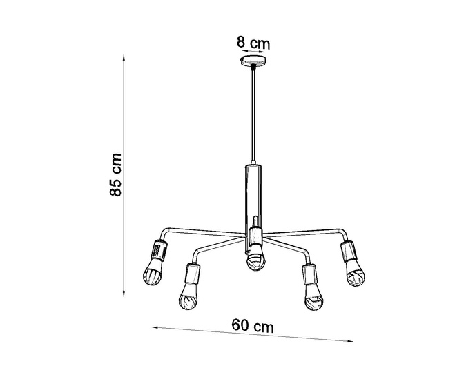 Ljuskrona DUOMO 5 + 5x LED-lampa E27 3000K varm 7,5W 620lm