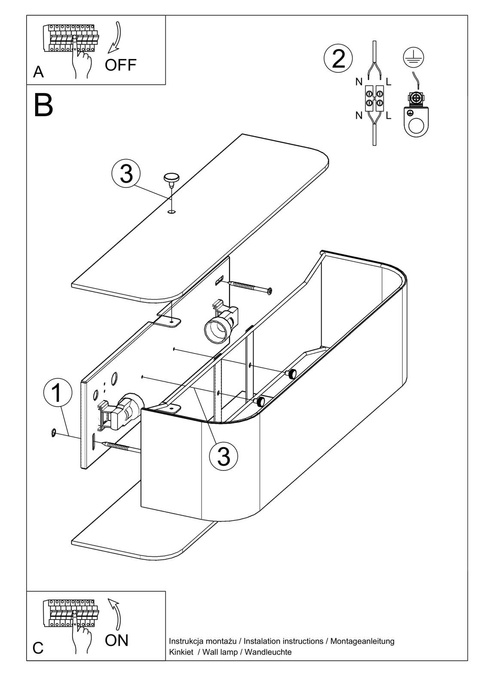 Vägglampa LOKKO vit + 2x LED-lampa E27 4000K Kall 7,5W 650lm