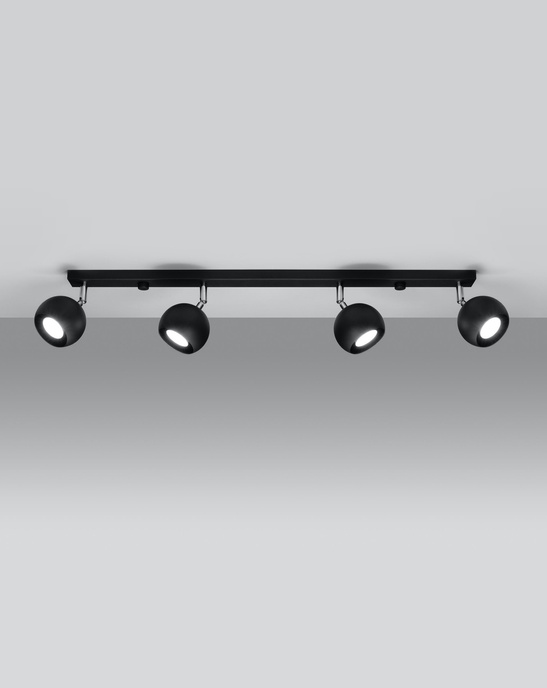 Plafond OCULARE 4L svart + 4x LED-lampa GU-10 4000K kall 7W 630lm
