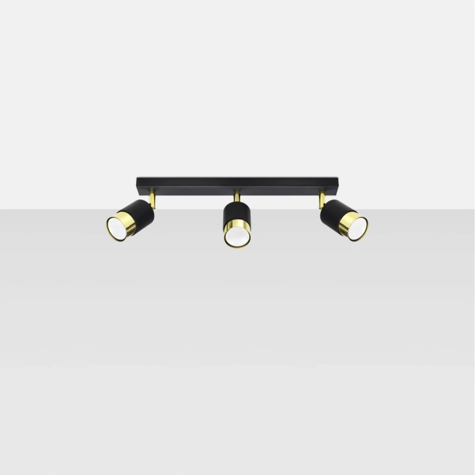 Taklampa NERO 3 svart/guld