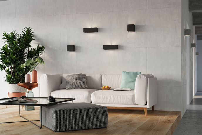 Keramisk vägglampa LEO svart + 1x LED-lampa E27 4000K Cold 7,5W 650lm