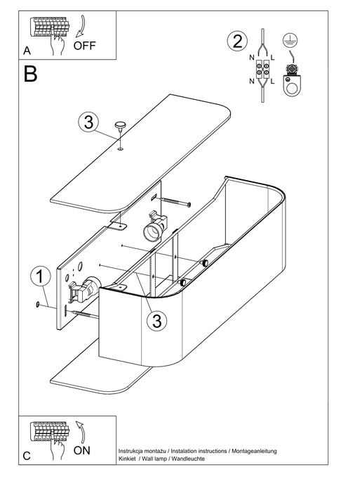 Vägglampa LOKKO vit + 2x LED-lampa E27 3000K varm 7,5W 620lm