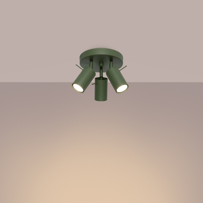 Plafond RING 3P olivgrön + 3x LED-lampa GU-10 4000K Kall 7W 530lm