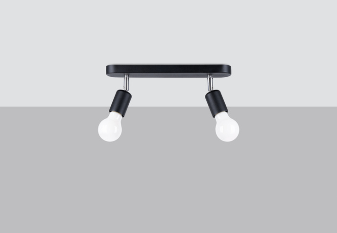 Plafond FORNES 2 svart 2x LED-lampa E27 4000K Kall 7,5W 690lm