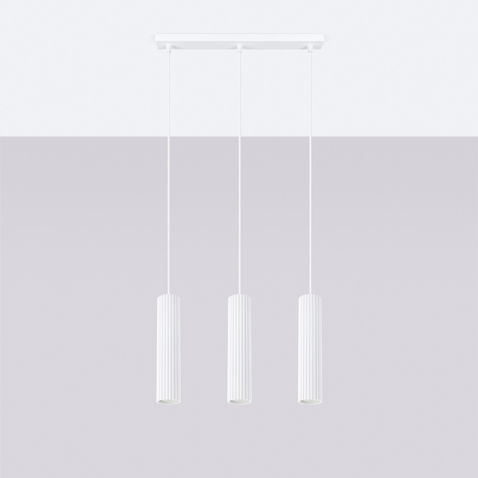 KARBON taklampa 3L vit + 3x LED-lampa GU-10 3000K varm 7W 510lm