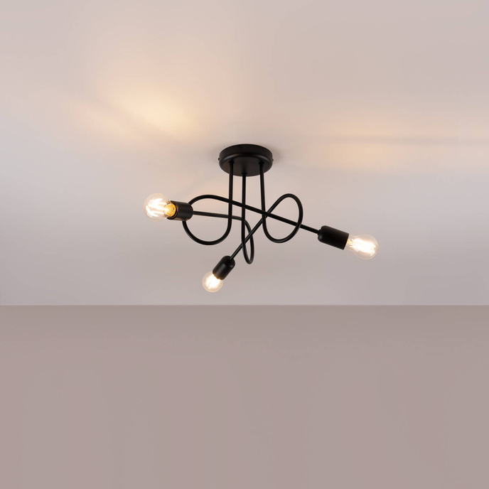Ljuskrona SUPEŁ 3 svart = 3X LED-lampa E27 3000K 7W 760lm