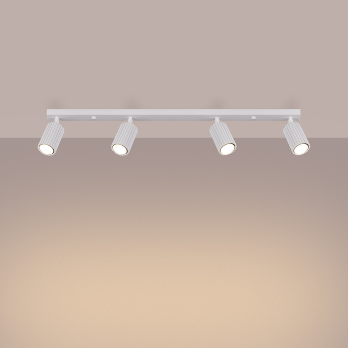 Plafond KARBON 4L vit + 4x LED-lampa GU-10 4000K kall 7W 530lm