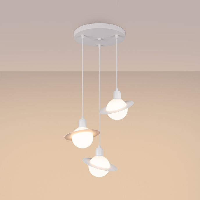 Pendellampa HYPERION 3P vit + 3x LED-lampa G9 3000K varm 4,5W 450lm