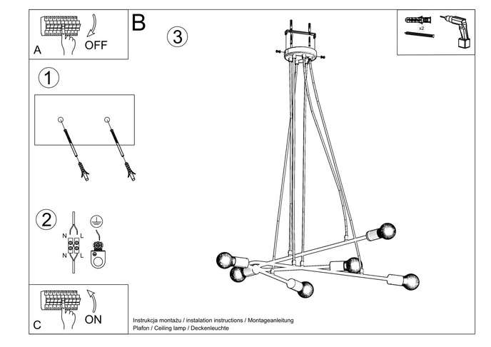 ASTRAL 6 taklampa svart