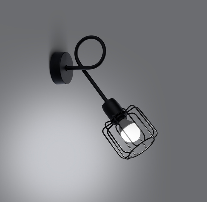 Vägglampa BELUCI 1S svart + 1x LED-lampa E14 4000K Cold 7,5W 680lm