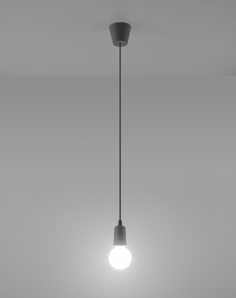 DIEGO 1 grå taklampa + 1x LED-lampa E27 4000K Cold 7,5W 650lm