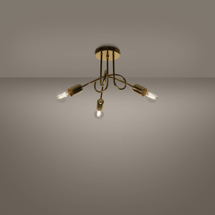 Ljuskrona SUPEŁ 3 glänsande guld + 3X LED-lampa E27 4000K Kall 7,5W 690lm