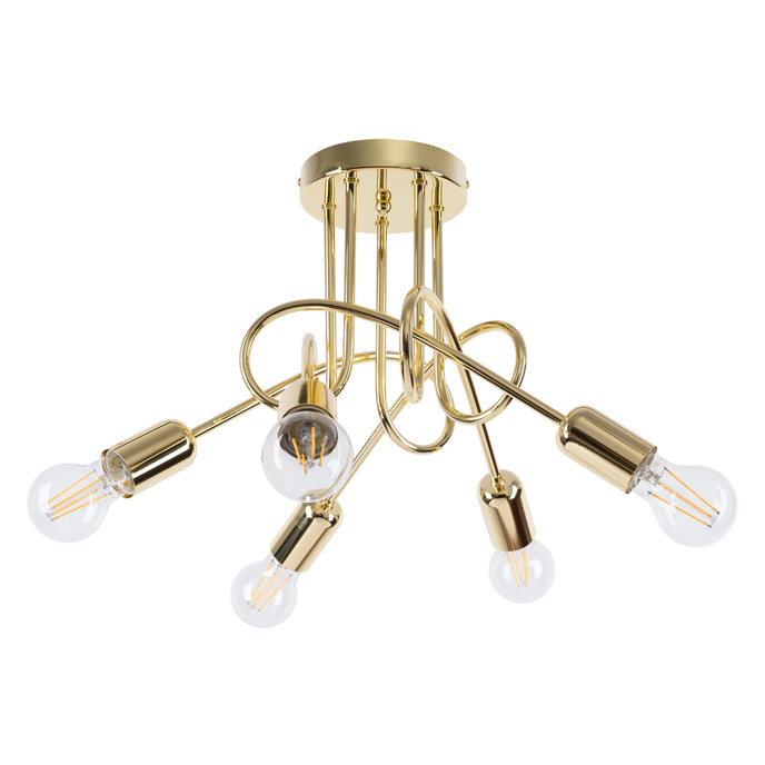 Ljuskrona SUPEŁ 5 glänsande guld + 5X LED-lampa E27 4000K Kall 7,5W 690lm