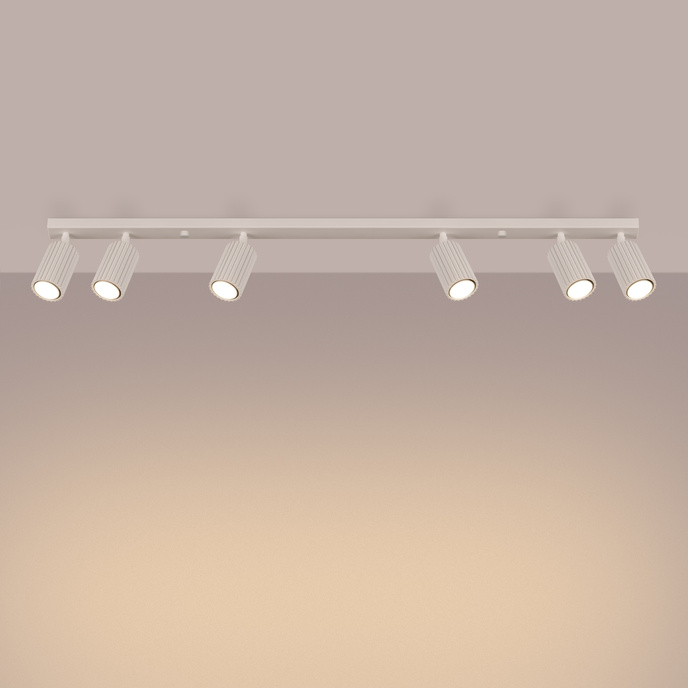 Plafond KARBON 6L beige + 6x LED-lampa GU-10 3000K varm 7W 510lm