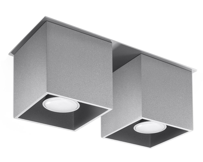 Plafond QUAD 2 grå + 2x LED-lampa GU-10 4000K kall 7W 630lm